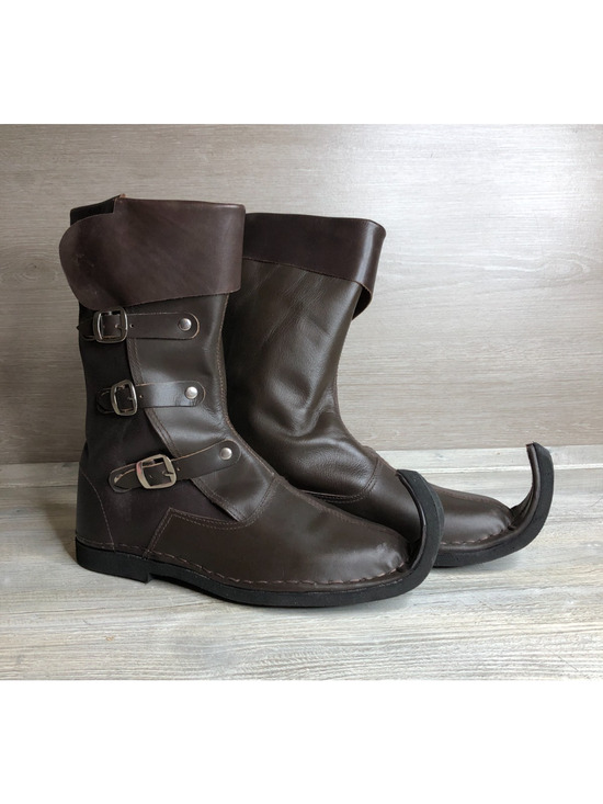 Medieval Leather Boots Historical Leather Brown Boots Size 9 main image 8